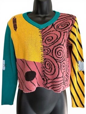 The Nightmare Before Christmas Sally Sweater in Pink with Teal Trim Size S